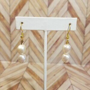 White Faux Pearl Earrings